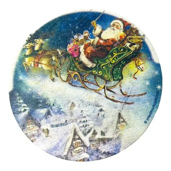 Thirsty Stone Set of 4 Natural Sandstone & Cork Santa Christmas Coasters - Picture 11 of 13